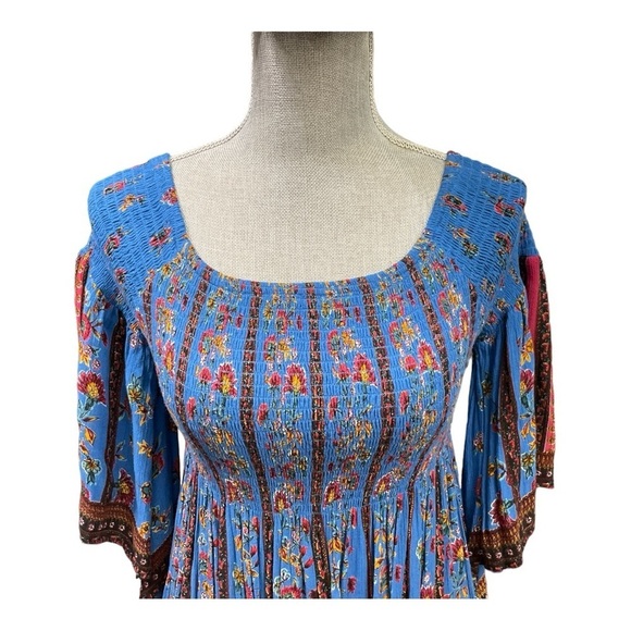 Altar'd State Angie Bell Sleeve boho Mini Dress size M smocked off shoulder - Picture 8 of 12